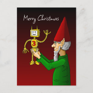 Carte postale Elf & Robot Christmas