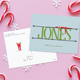 Carte postale Elf Shenanigans Green & Blue Christm