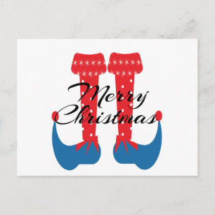 Carte Postale Elfe de fête de Noël aux pieds fantaisistes