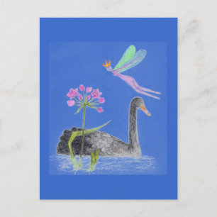 Carte Postale elfe du lac des cygnes "Butomus umbellatus"