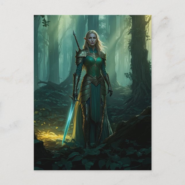 Carte Postale Elfe Gardien du Royaume Enchanté (Devant)