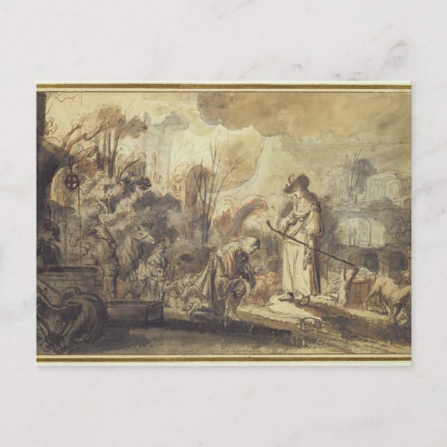 Carte Postale Eliezer and Rebecca at the Well (Devant)