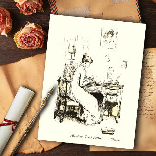 Carte Postale Elizabeth Bennet Lecture Lettre de soeur Beige
