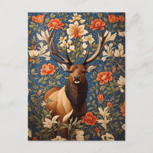 Carte Postale Elk élégant William Morris Inspiré Floral