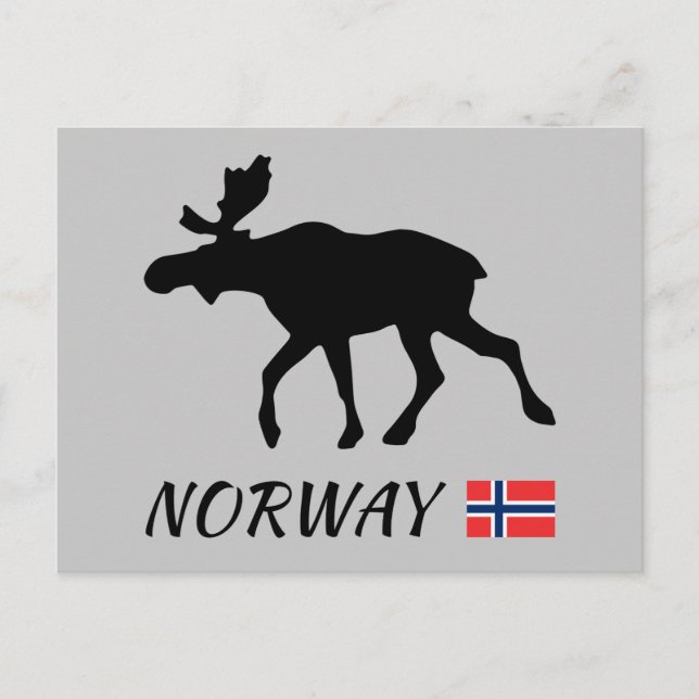 Carte Postale Elk norvégien et drapeau (Devant)