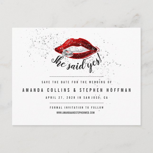 Carte Postale Elle A Dit Oui | Modern Chic Photo Enregistrer la  (Devant)