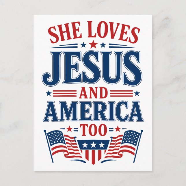 Carte Postale Elle aime Jésus et l'Amérique aussi (Devant)