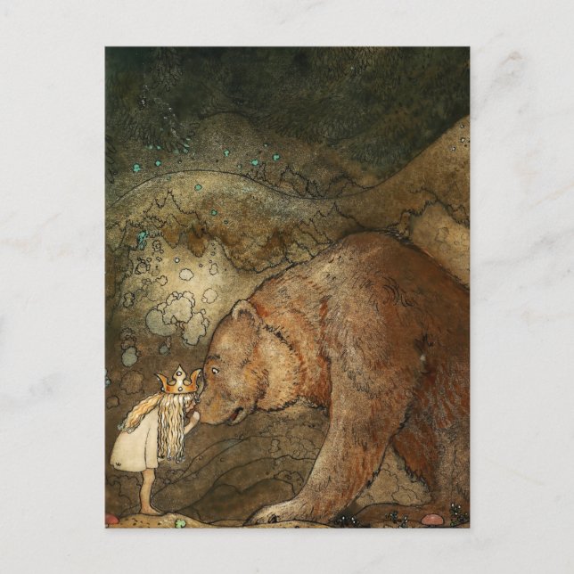 Carte Postale « Elle embrassa l'ours » de John Bauer (Devant)