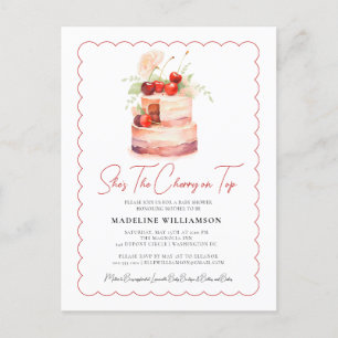 Carte Postale Elle est la cerise sur l'invitation de Baby shower