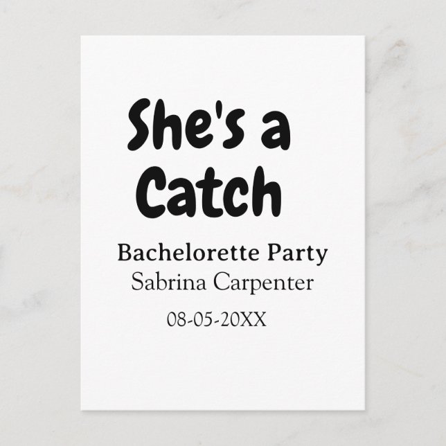 Carte Postale Elle est un nom de fête de bachelorette date simpl (Devant)