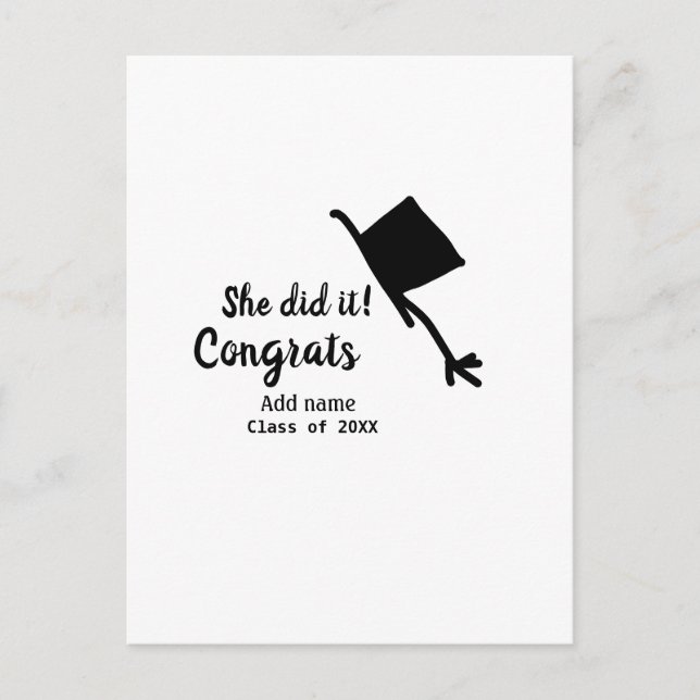 Carte Postale Elle l'a fait grats diplôme ajouter le nom de l'ét (Devant)