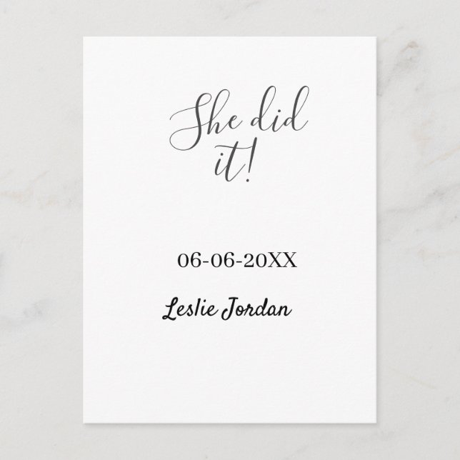 Carte Postale Elle l'a fait promotion de 20XX nom simple  (Devant)