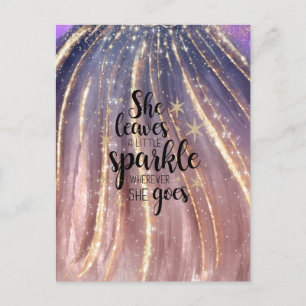 Carte Postale Elle laisse un peu d'étincelle Luxe Paillettes