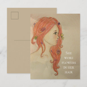 Carte Postale Elle portait des fleurs dans les cheveux