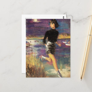 Carte Postale Elle tourne sur le Beach Retro