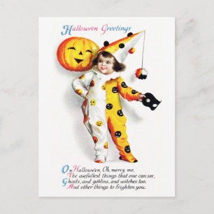 Carte Postale Ellen H. Clapsaddle : Petit Arlequin d'Halloween
