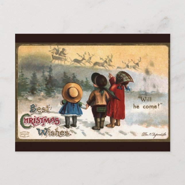 Carte Postale Ellen H. Clapsaddle : Vais-il venir (Devant)