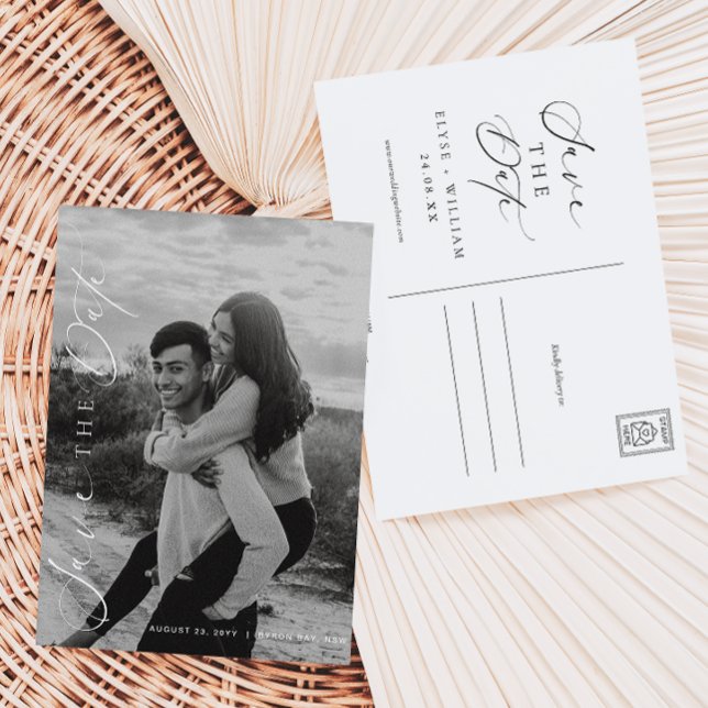 Carte Postale Ellesmere Modern Minimalist Photo Enregistrer La D (Save The Date Postcards Ellesmere White )