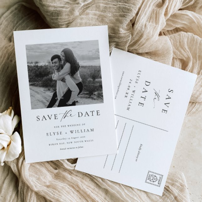 Carte Postale Ellesmere Modern Minimalist Photo Enregistrer La D (Photo Wedding Save The Date. Modern Minimalist Wedding )