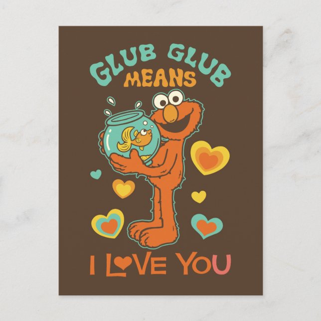 Carte Postale Elmo Holding son poisson rouge animal (Devant)