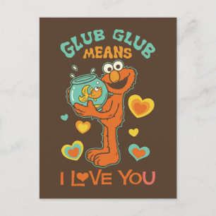 Carte Postale Elmo Holding son poisson rouge animal