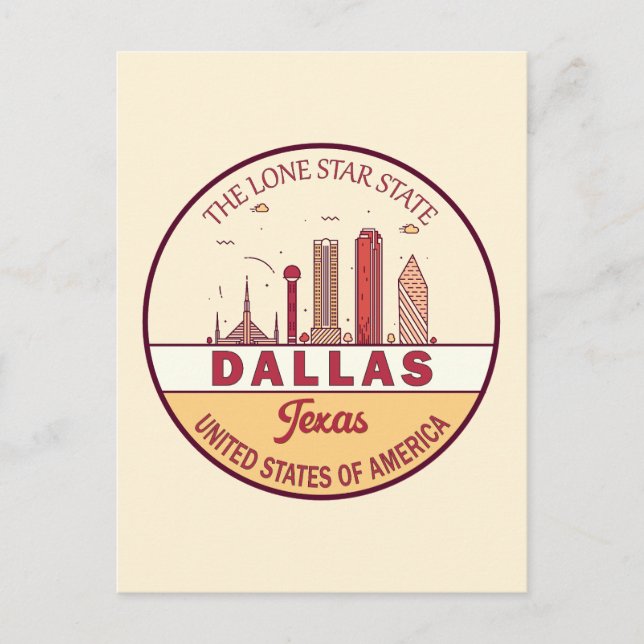 Carte Postale Emblème de la skyline de Dallas Texas (Devant)