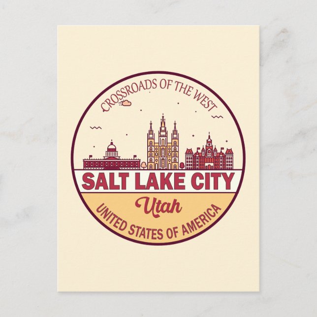 Carte Postale Emblème de la skyline de Salt Lake City Utah (Devant)
