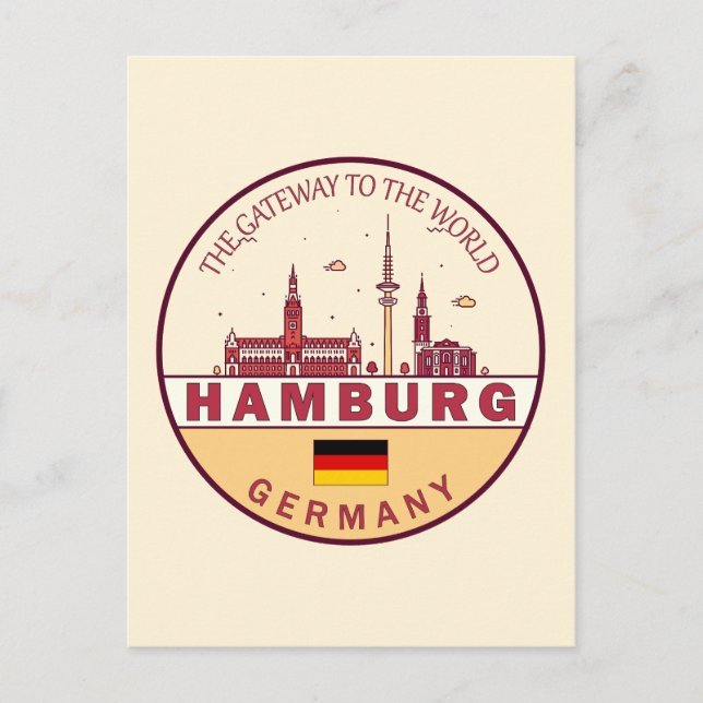 Carte Postale Emblème de la ville de Hambourg en Allemagne (Devant)