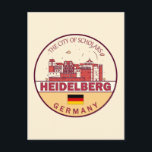 Carte Postale Emblème de la ville de Heidelberg en Allemagne<br><div class="desc">Design d'art minimaliste et coloré de Heidelberg mettant en vedette les monuments et les lieux emblématiques de la ville d'Allemagne.</div>
