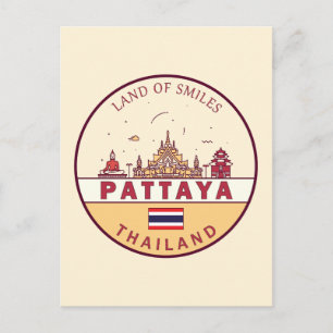 Carte Postale Emblème de la ville de Pattaya Thaïlande Skyline