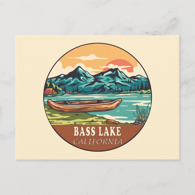 Carte Postale Emblème de pêche nautique de Bass Lake California (Devant)