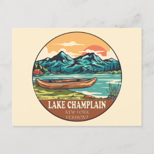Carte Postale Emblème de pêche nautique du lac Champlain