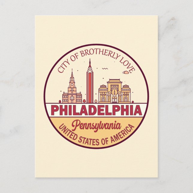 Carte Postale Emblème de Philadelphie Pennsylvania City Skyline (Devant)
