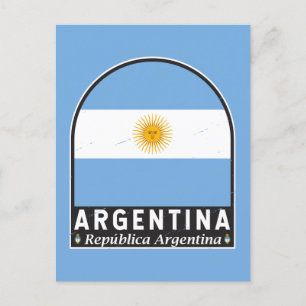 Carte Postale Emblème Drapeau Argentine Usé Vintage