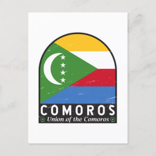 Carte Postale Emblème Drapeau Comores Vintage