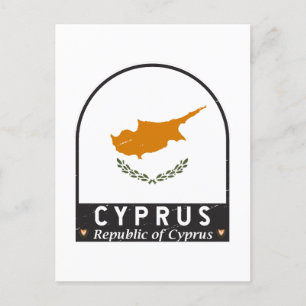 Carte Postale Emblème du drapeau de Chypre Vintage