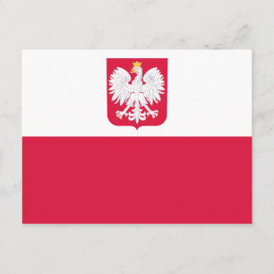 Carte Postale Emblème du drapeau polonais - Polska Pologne - Her
