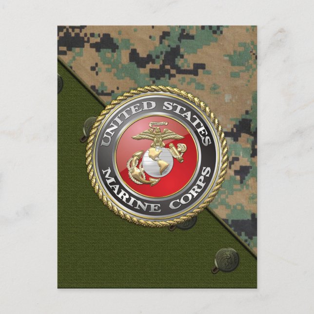 Carte Postale Emblème et uniforme USMC [3D] (Devant)