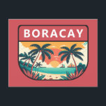 Carte Postale Emblème rétro de Boracay Philippines<br><div class="desc">Conception de l'art vectoriel Boracay. Boracay est une petite île du centre des Philippines. Elle est connue pour ses stations balnéaires et ses plages.</div>