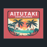 Carte Postale Emblème rétro des îles Cook Aitutaki<br><div class="desc">Design vectoriel Aitutaki. Aitutaki est l'une des îles Cook,  qui sont dans le Pacifique Sud. Il se compose d'une île principale,  d'un lagon turquoise et d'une barrière de corail environnante.</div>