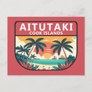 Carte Postale Emblème rétro des îles Cook Aitutaki