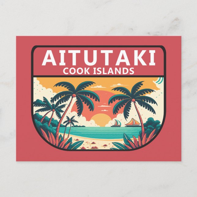 Carte Postale Emblème rétro des îles Cook Aitutaki (Devant)
