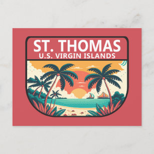 Carte Postale Emblème rétro des îles Vierges américaines St Thom