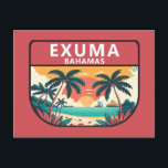 Carte Postale Emblème rétro Exuma Bahamas<br><div class="desc">Design d'art vectoriel Exuma. La plus grande des cayes est Great Exuma,  qui mesure 60 km de long et rejoint une autre île,  Little Exuma,  par un petit pont.</div>