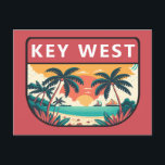 Carte Postale Emblème rétro Key West Florida<br><div class="desc">Design d'art vectoriel clé Ouest. Key West,  une ville insulaire américaine,  fait partie de l'archipel Florida Keys.</div>