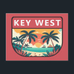 Carte Postale Emblème rétro Key West Florida<br><div class="desc">Design d'art vectoriel clé Ouest. Key West,  une ville insulaire américaine,  fait partie de l'archipel Florida Keys.</div>