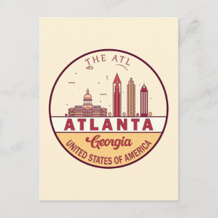 Carte Postale Emblème Skyline Atlanta Georgia City