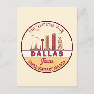 Carte Postale Emblème Skyline de Dallas Texas City