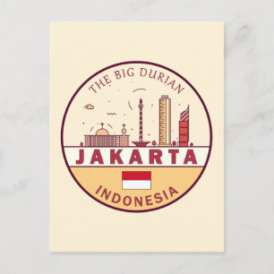 Carte Postale Emblème Skyline de Jakarta Indonesia City