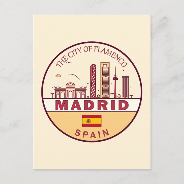 Carte Postale Emblème Skyline de Madrid Espagne (Devant)